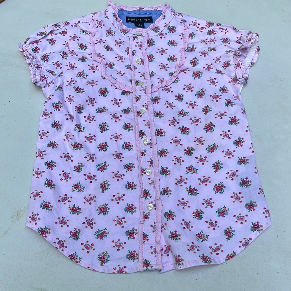Tommy Hilfiger girls pink floral blouse